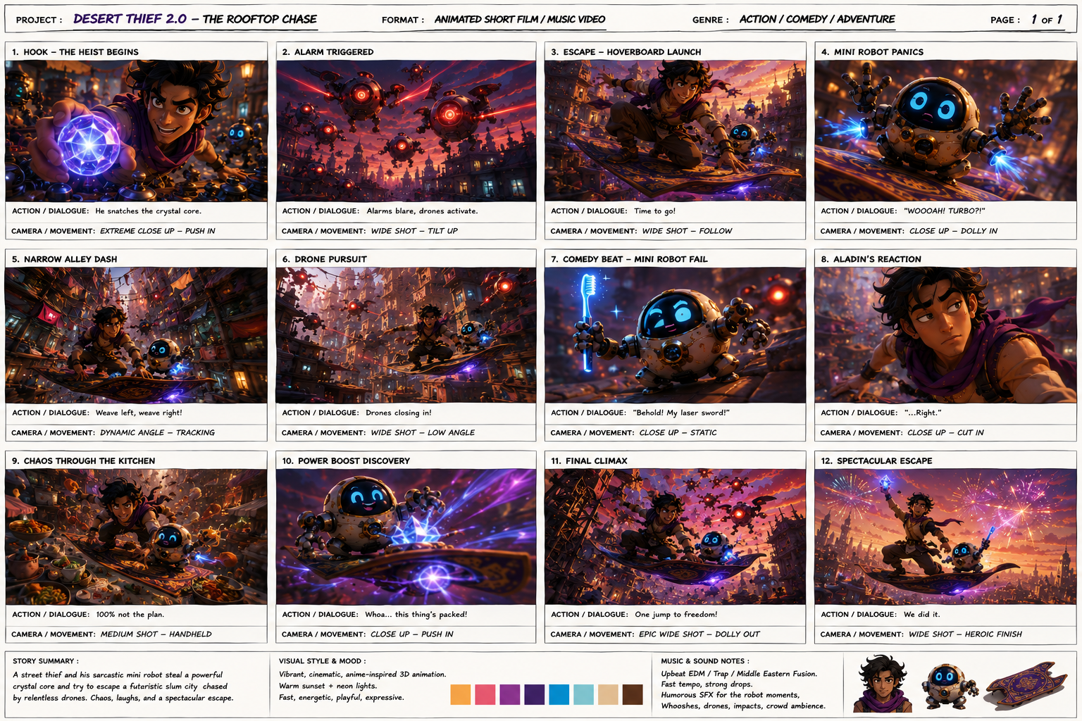 Storyboard frame for Seedance 2.0 storyboard-to-video 3D animation example. This storyboard-to-video workflow uses a visual reference storyboard as the main creative input. Instead of relying on a long text prompt…